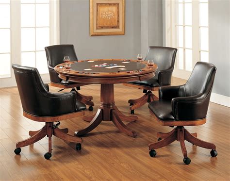 A good quality game chair with 5 spindle base and gas lift starts at about $300 each. Park View Barrel Back 5 Piece Game Table Set in Medium ...