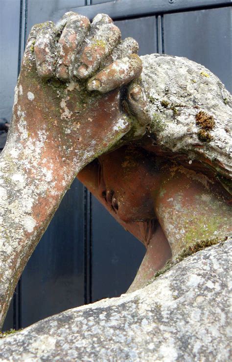Vintage Shy Maiden Stone Statue Wonderfully Weathered