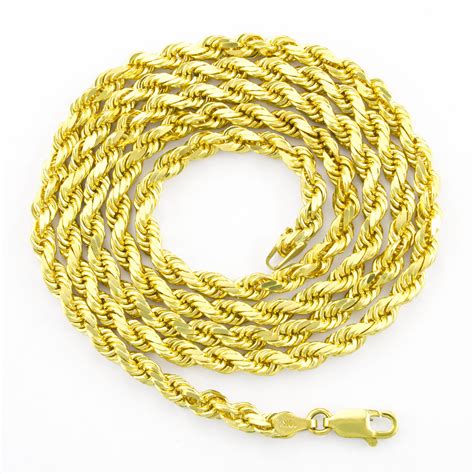 Solid 10k Yellow Gold 4mm Diamond Cut Rope Chain Necklace Lobster Clasp 20 30 Ebay