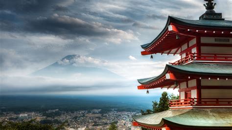 Mount Fuji Temple Wide Wallpaper Travel Hd Wallpapers
