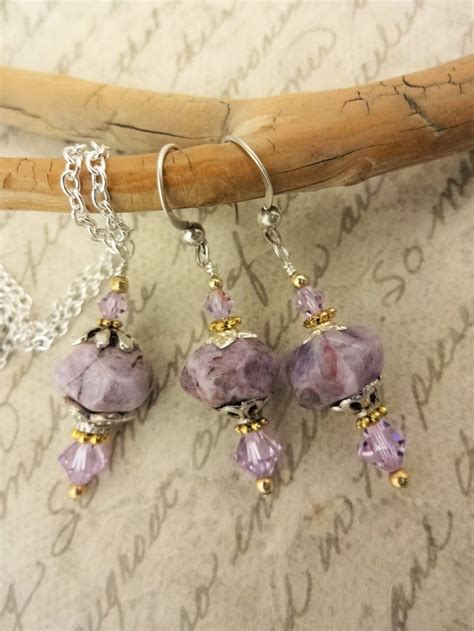 Charoite Nuggets And Swarovski Crystals With Silver And A Etsy