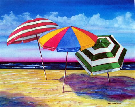 Colorful Beach Umbrella Painting Beach Mural Beach Painting