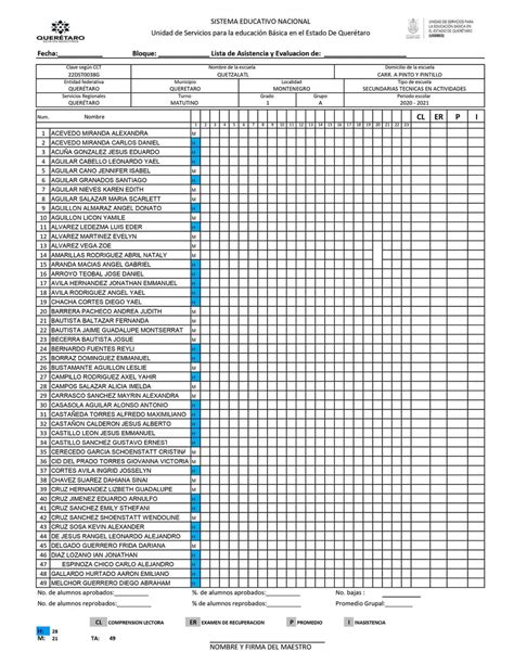 Escuela SecundarÍa TÉcnica 38 Quetzalatl 2020 2021 Listas De Alumnos