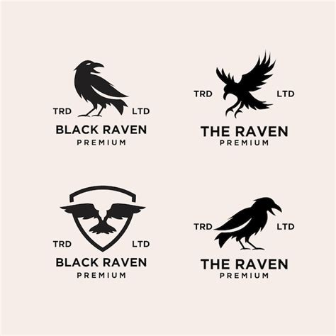 Premium Vector Set Collection Black Raven Logo Design