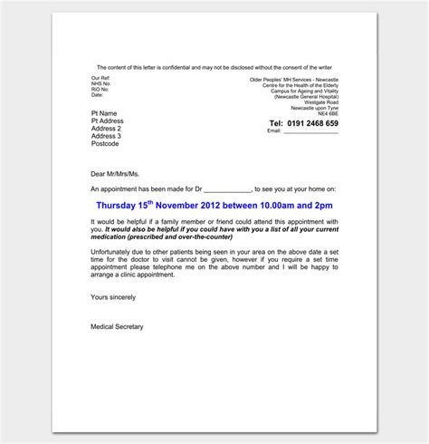 Doctor Appointment Letter Template 14 Samples Examples Formats