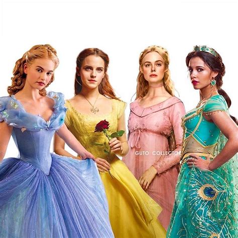 The Four Princesses Are Standing Together In Dresses