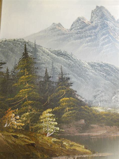 Mountain River And Forest Landscape Oil Painting Signed Anderson