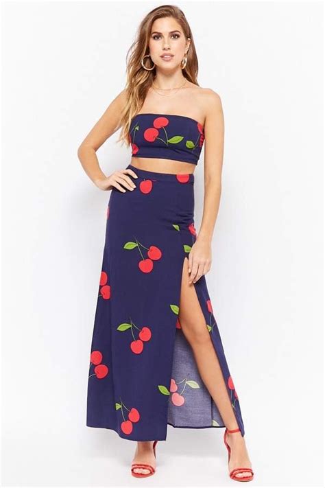 Forever 21 Cherry Print Maxi Skirt Best Cherry Print Clothes