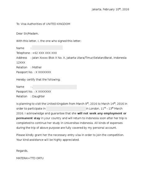 Setelah anda selesai menulis surat lamaran kerja bahasa inggris, periksa sekali lagi apakah semua informasi yang terdapat di dalam surat sudah tepat semua sebelum anda mengirimkan berikut adalah contoh surat lamaran kerja bahasa inggris yang dapat anda jadikan sebagai referensi 26+ Contoh Surat Pernyataan Pengajuan Visa Dalam Bahasa ...