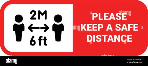 Please Keep A Safe Distance Sign Vector Prevention Measures Distancing 6 Ft Or 2 Meters Stock