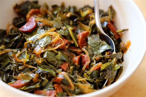 In a large deep skillet or pot, heat olive oil on medium heat. Thanksgiving Recipe: Collard Greens with Chorizo and ...