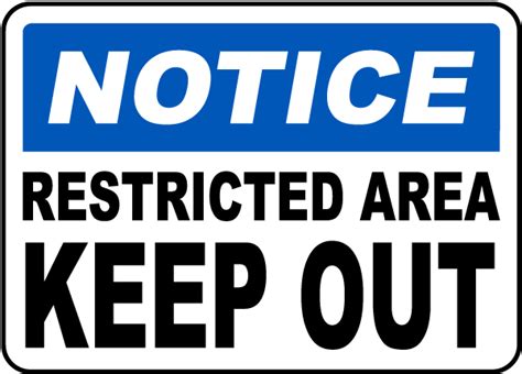 Restricted Area Keep Out Sign F3701 By