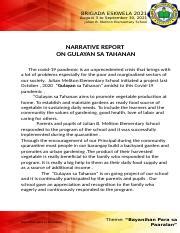 Narrative Report In Gulayan Sa Tahanan Docx Brigada Eskwela The Best