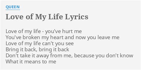 Love Of My Life Lyrics By Queen Love Of My Life
