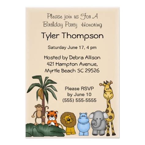 Jungle Birthday Invitations | Jungle birthday invitations, Jungle