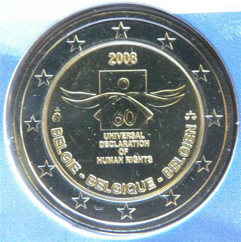 Belgium 2 Euro Coin 60th Anniversary Of The Promulgation Of Human