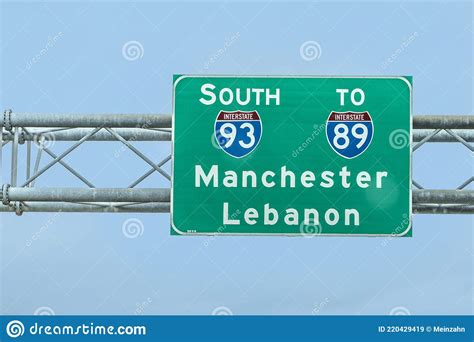 Signage At Interstate 93 To Direction Manchester And Lebanon Editorial