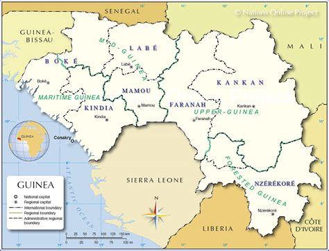 Guinea has coastal plains, a mountainous region, a savanna its borders are liberia and guinea to the west; Guinea Map | World Map of Guinea