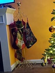 Amazon Com Dermapad Tall Metal Christmas Stocking Holder Stand Gold Home Kitchen