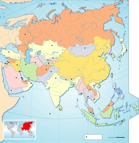 Mapa de de Asia físico político y mudo Descargar e Imprimir Mapas
