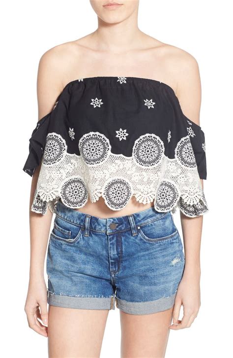 4si3nna Lace Off The Shoulder Crop Top Nordstrom