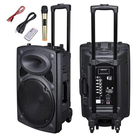 Portable 120w Active Pa Speaker Mic Amp Bluetooth Usb Sd Lcd Fm Remote