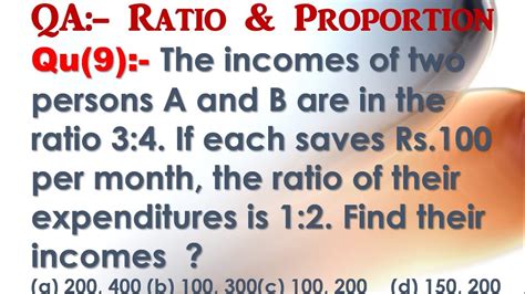 Q9 The Incomes Of Two Persons A And B Are In The Ratio 34 If Each