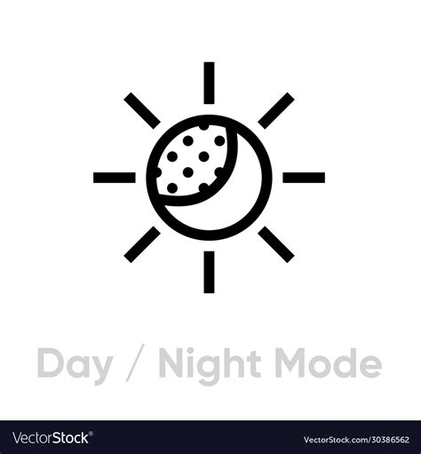 Day Or Night Mode Icon Editable Line Royalty Free Vector