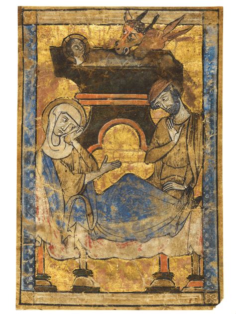 The Nativity Leaf From An Illuminated Manuscript On Vellum England Or