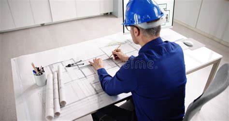 Civil Engineer Drawing Architecture Plan Blueprint Stock Image Image