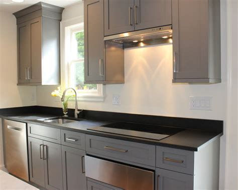 Gray shaker kitchen cabinets four less cabinets medium. Medium Sized Kitchen Design Ideas, Renovations & Photos ...