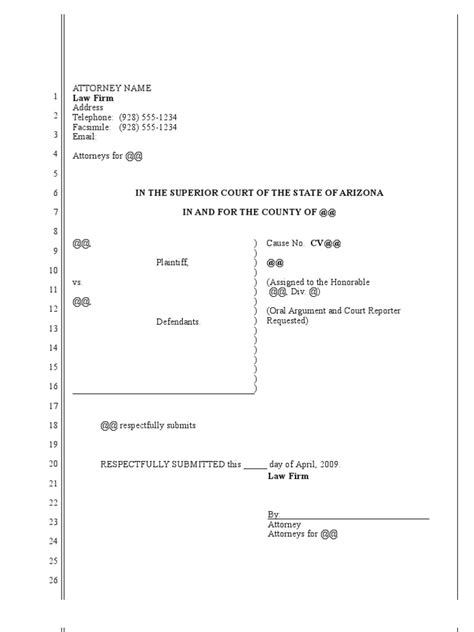 Pleading Paper -- Arizona
