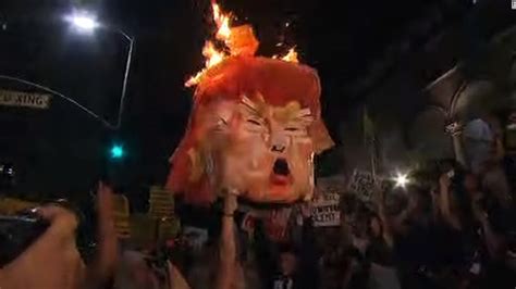 Donald Trump Effigy Burned By Protesters Cnn Video