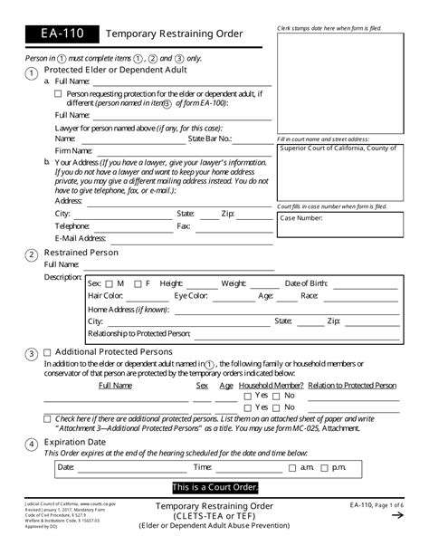 Printable Fake Restraining Order Form