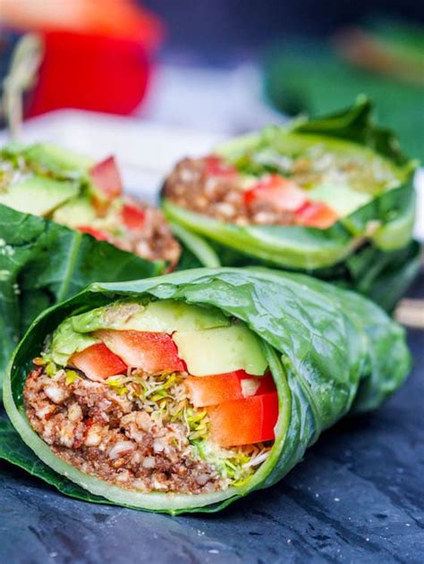 Raw Vegan Recipes - Collard Wraps Gluten Free, Paleo