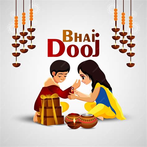 Premium Vector Happy Bhai Dooj Indian Festival Of Brother And Sister