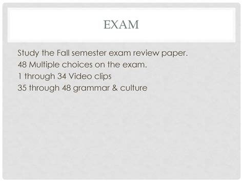 Fall Semester Exam Review Paper Ppt Download