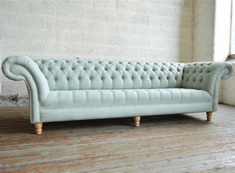Luxury designer diamante cream chesterfield pet sofa bed. 4 Seater Egg Shell Blue Chesterfield Sofa | Blue ...