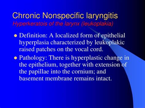 The huge advantages of this procedure include contactlessness, painlessness, aseptic nature of such therapy. PPT - Chronic Laryngitis PowerPoint Presentation, free ...
