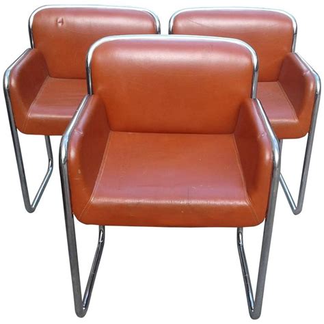 John Stuart Chrome Arm Vintage chairs Desk Lounge Dining Mid-Century