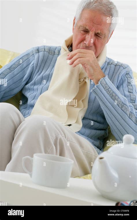 Elderly Person Coughing Stock Photo Alamy