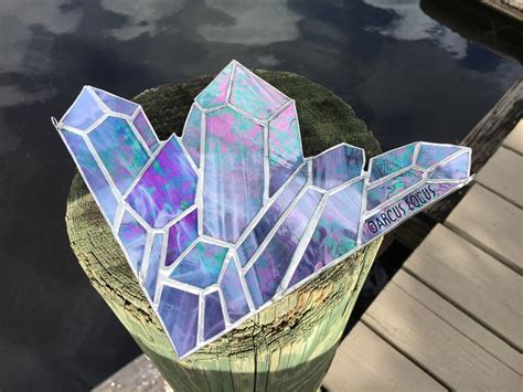 Aura Amethyst Crystal Cluster Stained Glass Iridescent Boho Etsy
