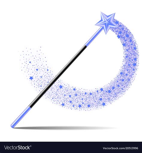 Magic Wand With Blue Sta And Sparkle Trail Vector Image