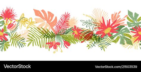 Tropical Flower Hand Drawn Border Royalty Free Vector Image