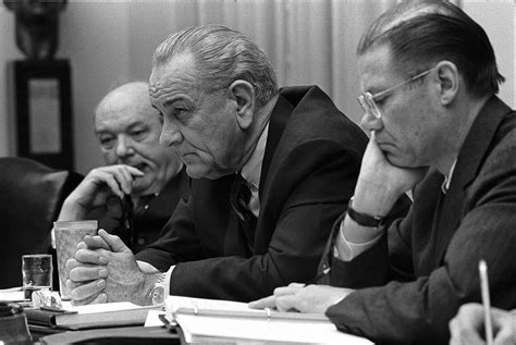 Johnson was born on august 27, 1908 in stonewall, texas, usa as lyndon baines johnson. File:Dean Rusk, Lyndon B. Johnson and Robert McNamara in ...