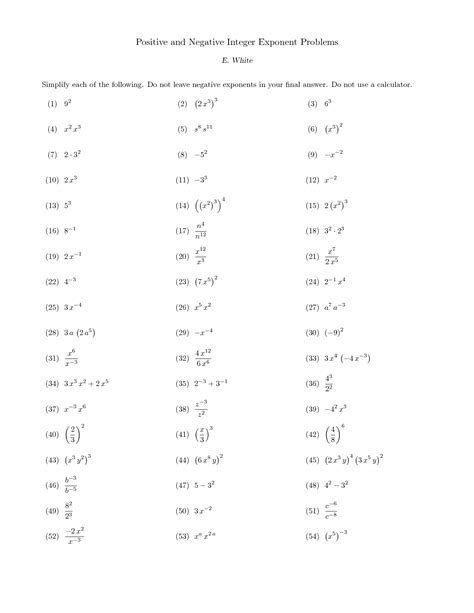 17 Best Images Of Exponent Problems Worksheet Exponents Worksheets