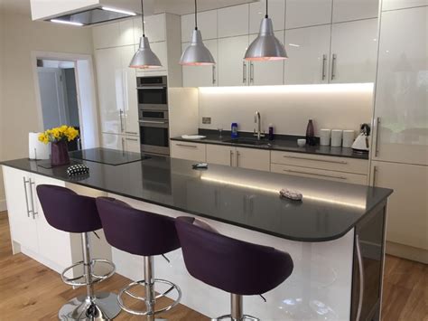 We did not find results for: High Gloss White Modern Kitchen with Island, Island Lights ...
