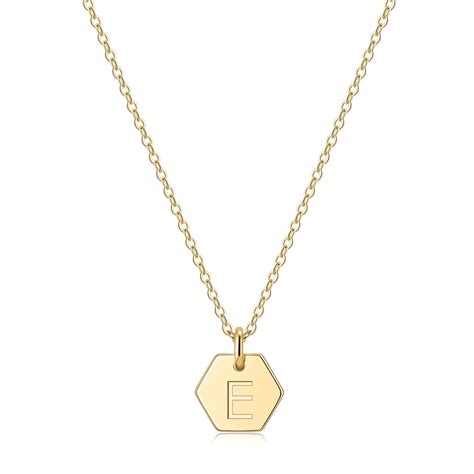 TINGN Hexagon Initial Necklace For Women 14k Gold Filled Dainty Initial