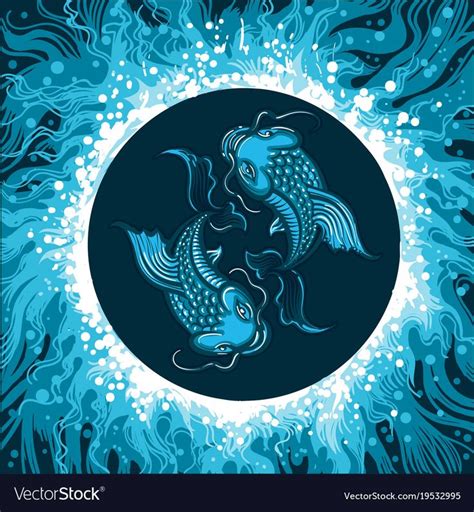 Zodiac Sign Of Pisces In Water Circle Vector Image On Vectorstock