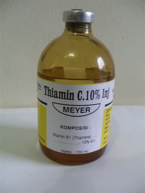Thiamin, also spelled thiamine and previously known as vitamin b1, is a micronutrient essential for the metabolism of carbohydrates that converts sugar into energy for the body and for normal nerve and. THIAMINE Inj. MEYER ~ Obat Ternak
